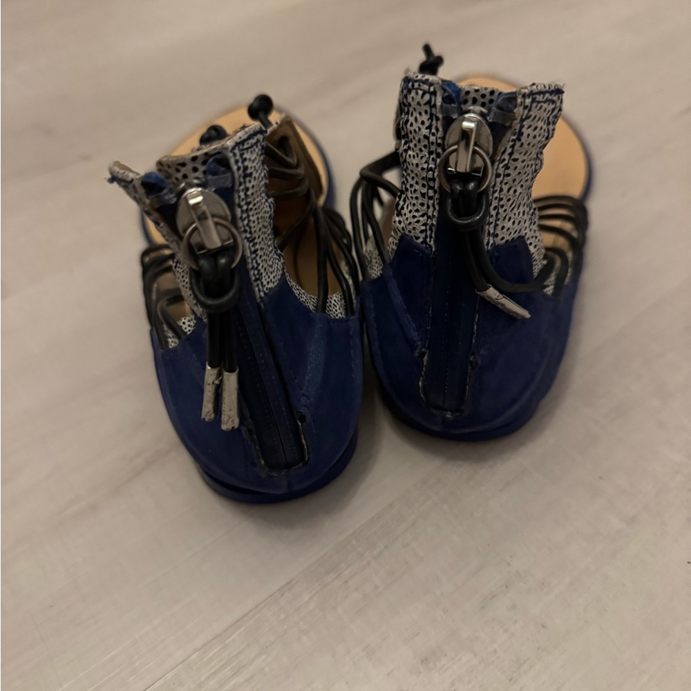 L.A.M.B Reagon‎ Leather Sandals Indigo Blue/White - Picture 4 of 5